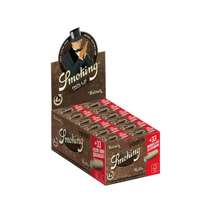 Smoking Brown Rolls Unbleached Tips 33 Stck.