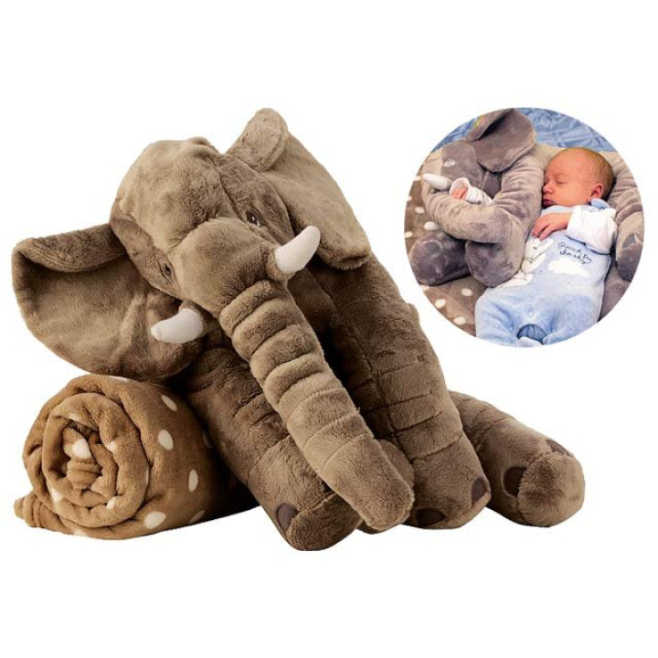 Plüsch-Kuschelkissen "Flocke der Elefant" m. Decke - 45cm - 1215