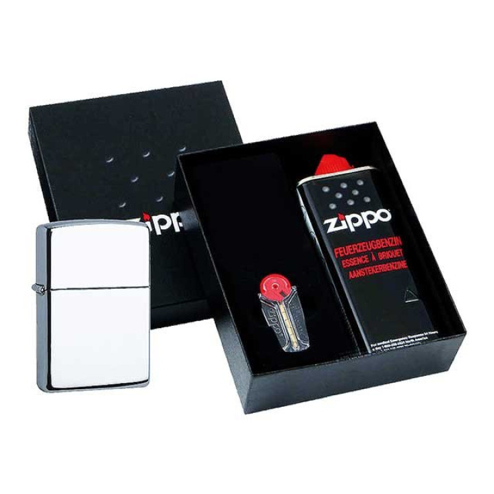 Zippo Chrom Poliert "Geschenk-Set"