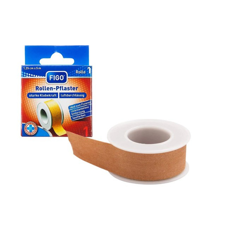 FIGO Rollen-Pflaster SCHMAL - zum fixieren von Verband - 1,25 cm x 5m