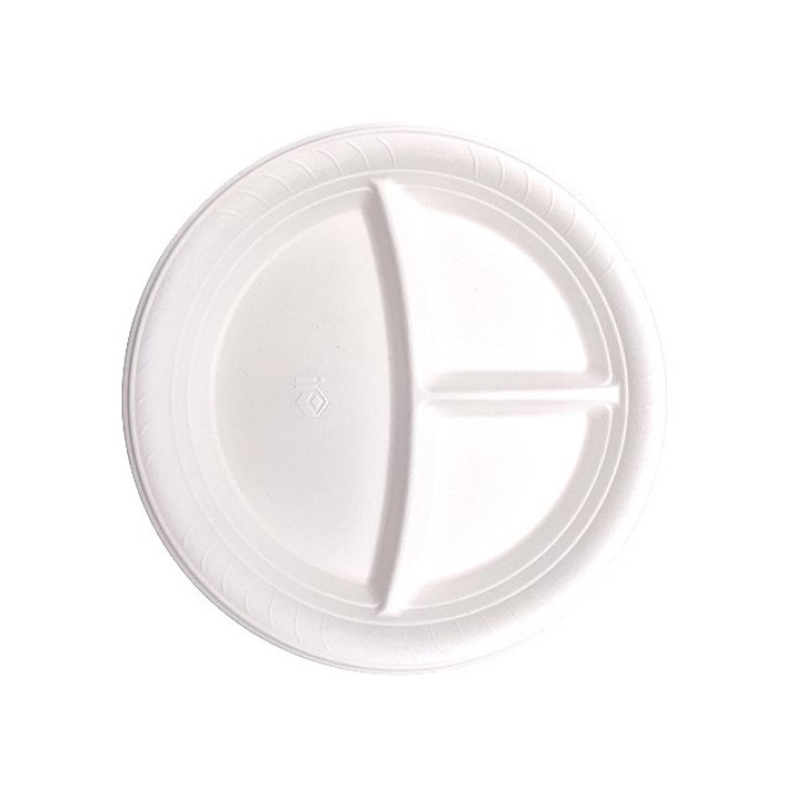 Menüteller-Bagasse - 3-Geteilt - 22,5cm