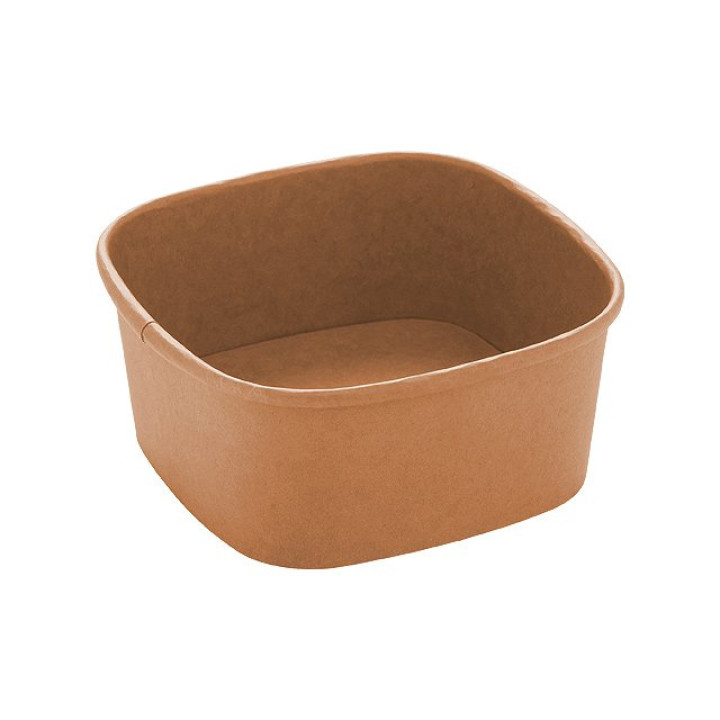 Kraft Salatschale - Eckig -13 x 13 x 4,5 cm - 400 ml
