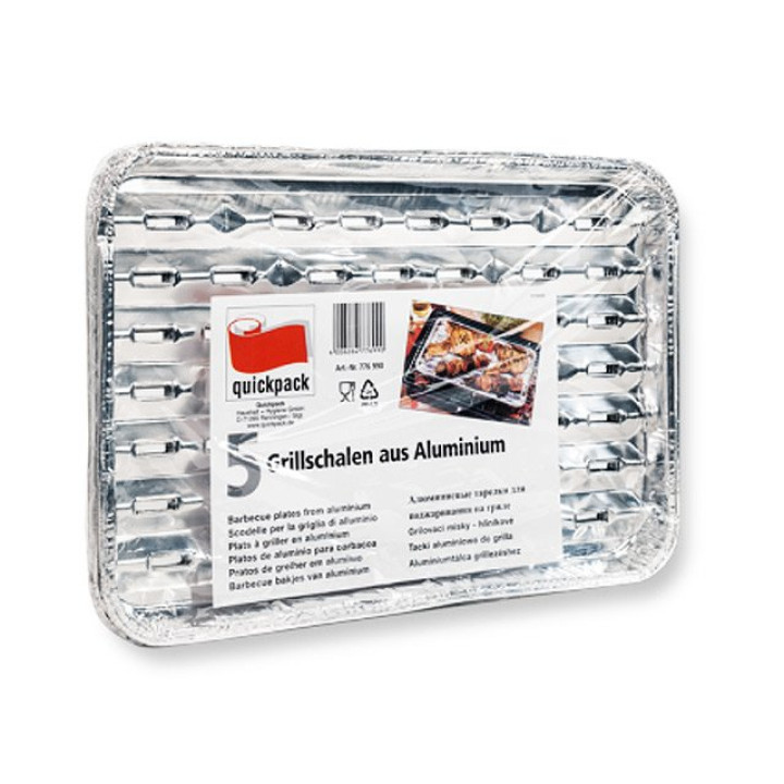 Alu-Grillpfannen-Grillschale - 5er - 34 x 22,5 x 3cm