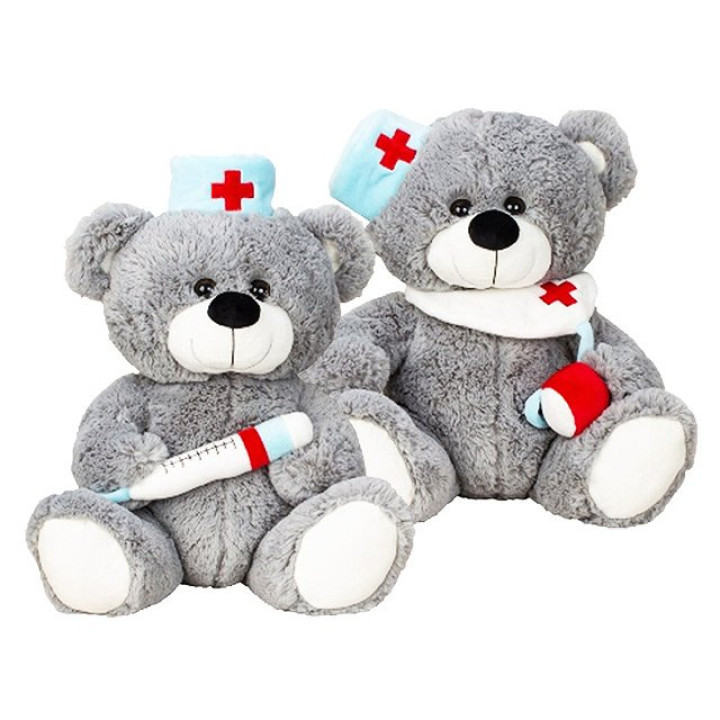 Plüsch-Bär "Krankenschwester" sitzend m. Spritze o. Stethoskop - 30 cm
