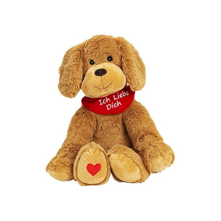 Plüsch-Hund - Herzpfote - Schal "Ich Liebe dich" - 35 cm