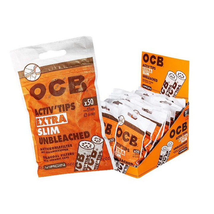 OCB "Active Tips" Unbleached Virgin - Durchm. 6 mm - 50er Tüte