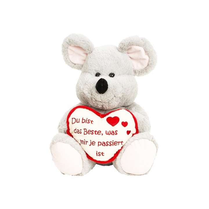 Plüsch-Maus mit Herz "Du bist das Beste was mir je passiert ist" - 30 cm