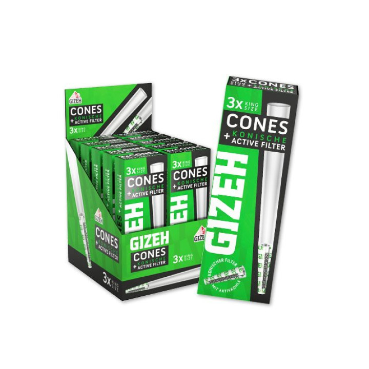Gizeh Black - Cones + Konische Active Filter - 10 x 3er Packung