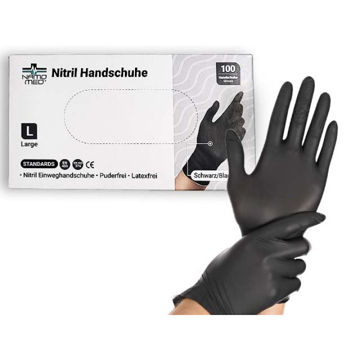 Nitril-Einweghandschuhe - Schwarz - Gr. L - 100 Stk.