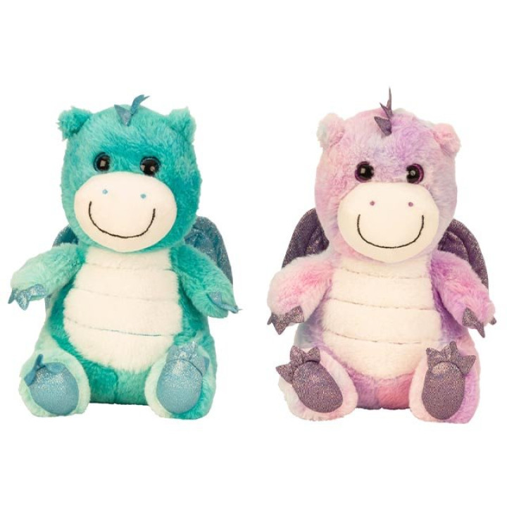 Plüsch-Dino "Kiki" sitzend - 28 cm - türkis und lila
