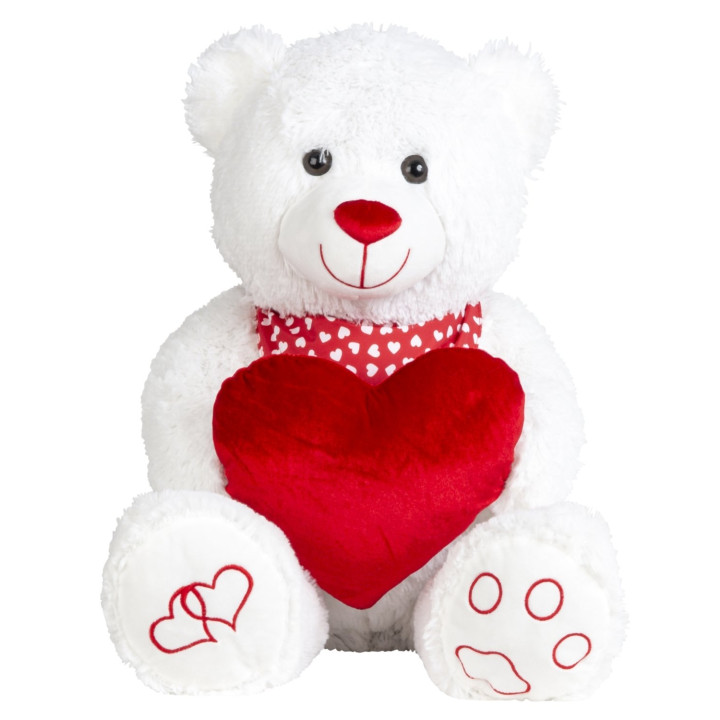 Plüsch-Bär "Valentino" mit Herz u. Schal - 80 cm