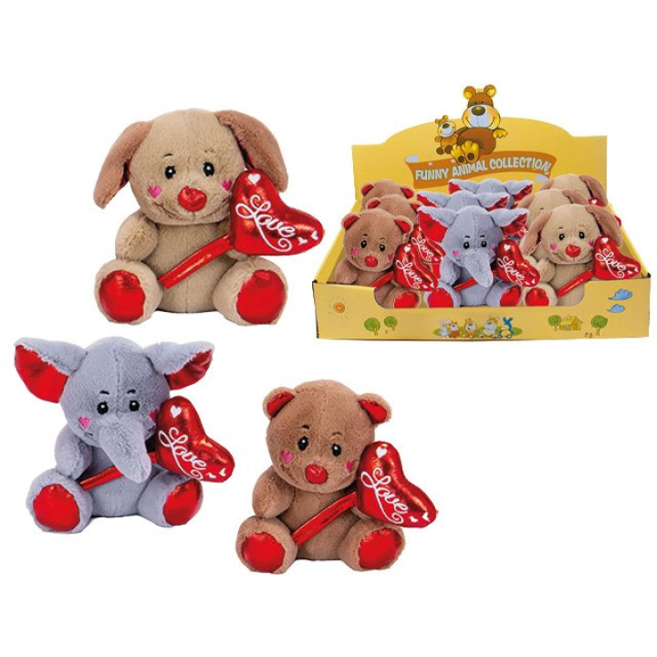 Plüsch-Tiere Herzballon Display 14cm