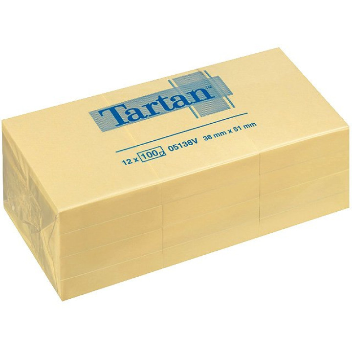 Haftnotiz Notes  76x76 mm gelb  12x100Blatt Großpackung