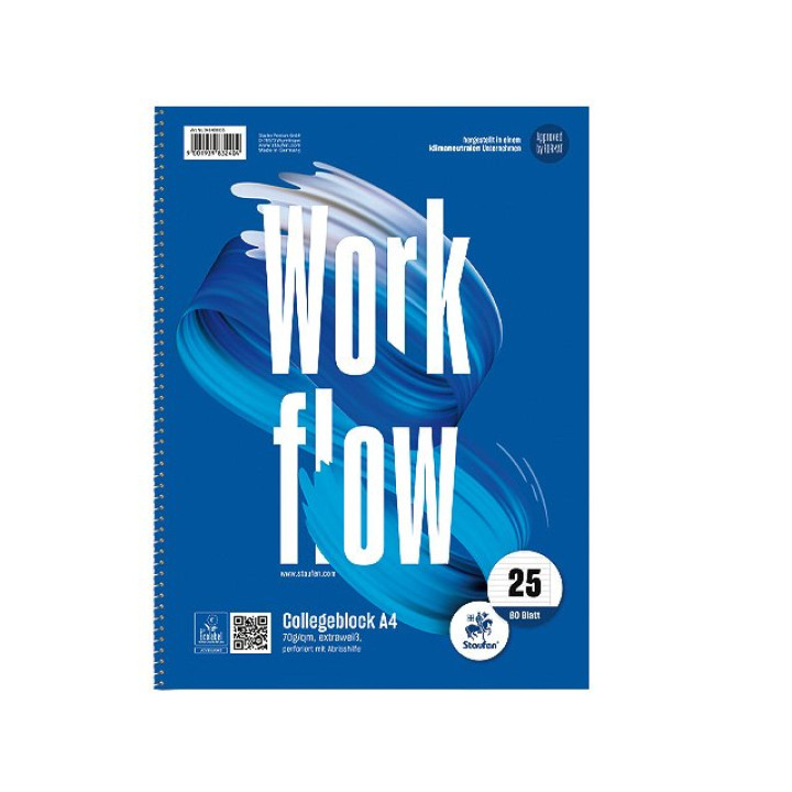 Style Collegeblock Lin25 A4 80 Blatt 70g/qm 9mm liniert mit Rand 4-Loch Staufen