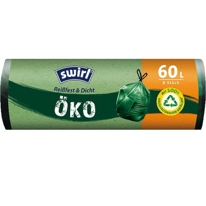 Swirl Öko-Müllbeutel mit Zugband 60L 8er Pack