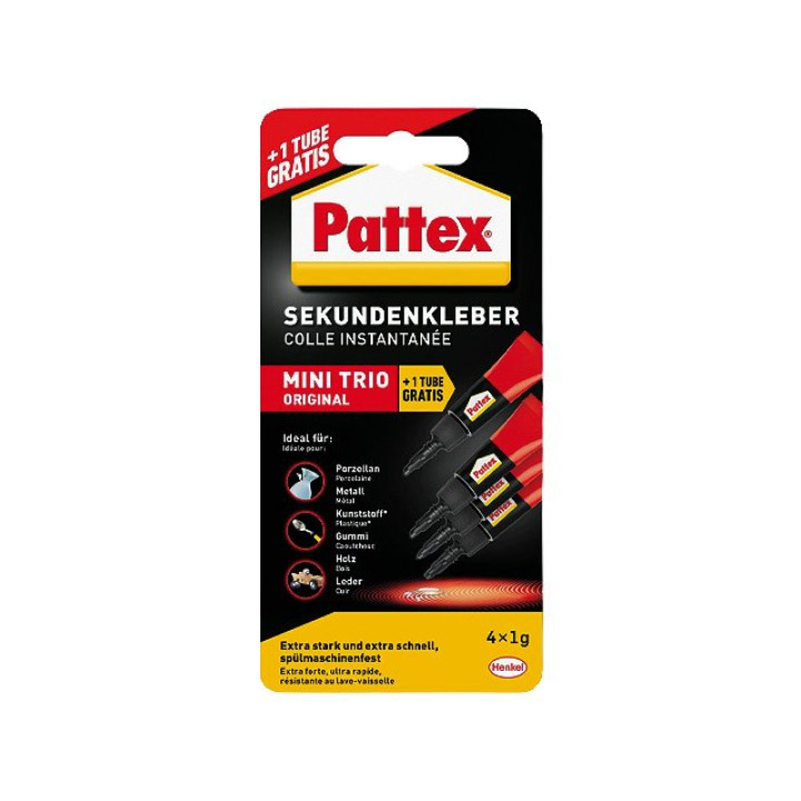 Sekundenkleber 4x1g Pattex Mini Trio Original 4er