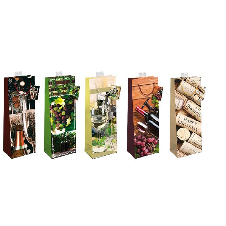 Flaschentüte 5 Motive á 2 Geschenktaschen Serie "Weinmotive "
