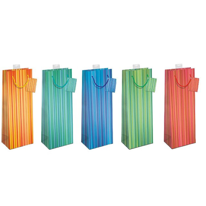 Flaschentüte 5 Motive á 2 Geschenktaschen Serie "bunte Streifen"