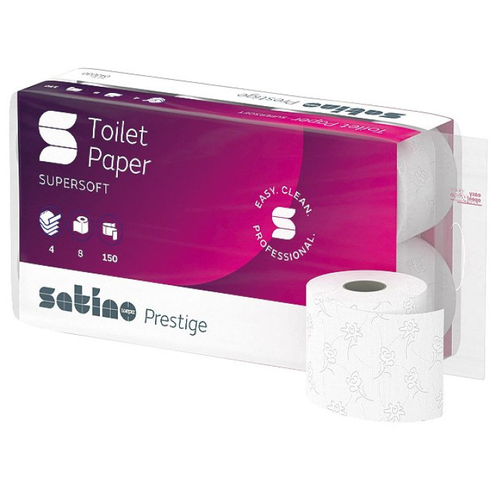 Toilettenpapier Satino prestige 8x150 4lg. Blumenmotiv PALETTE