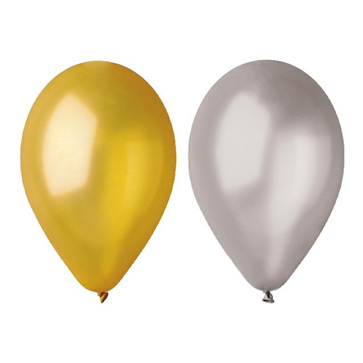 Metallic Gold und Silber Latexballons 10er