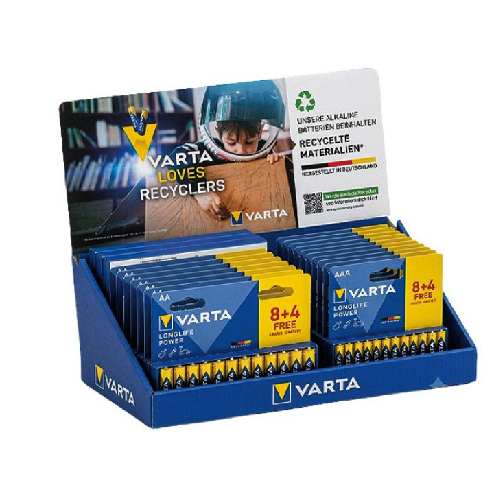 Varta Longlife Power (8+4) im Thekendisplay13xAA & 10xAAA
