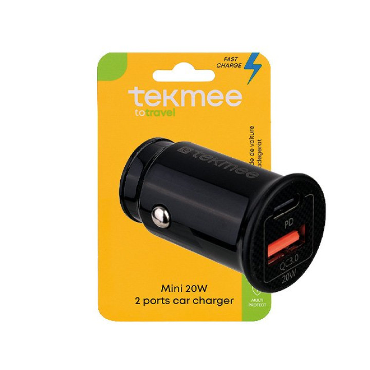 Tekmee KFZ Charger Mini USBA+Typ-C 20W - Schwarz
