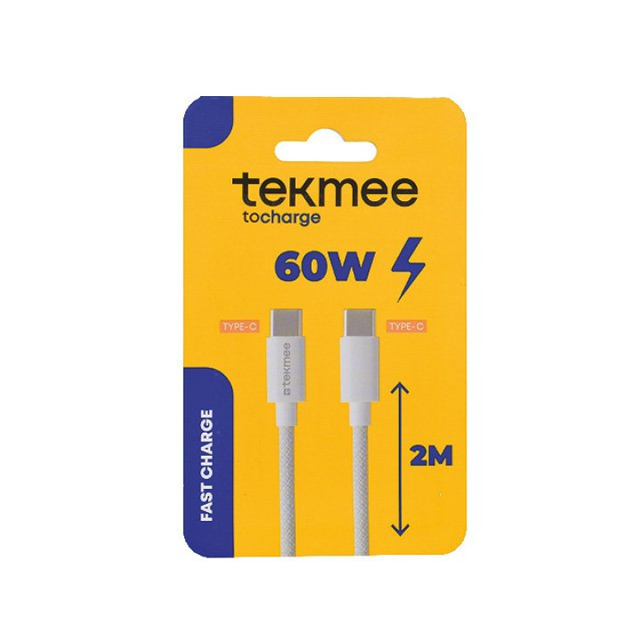 Tekmee Ladekabel Typ-C to Typ-C 60W - 2m - Weiß