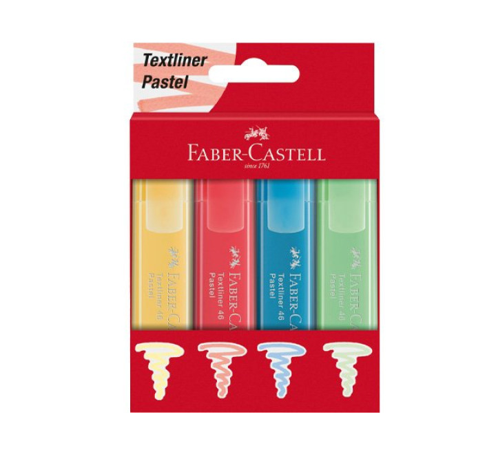Textmarker Faber Castell 4er pastell farbig sortiert  SB-Schachtel