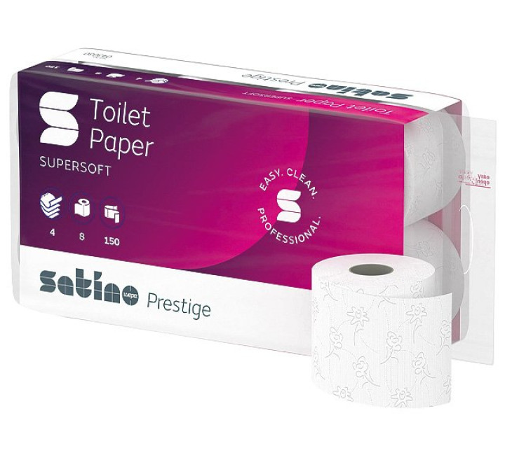 Toilettenpapier Satino prestige 8x150 4lg. Blumenmotiv PALETTE