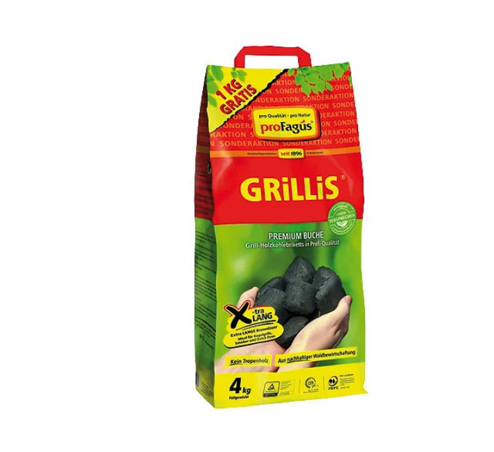 Sommer-Hit Grillis 4 Kg zum 3 Kg Preis Briketts PALETTE