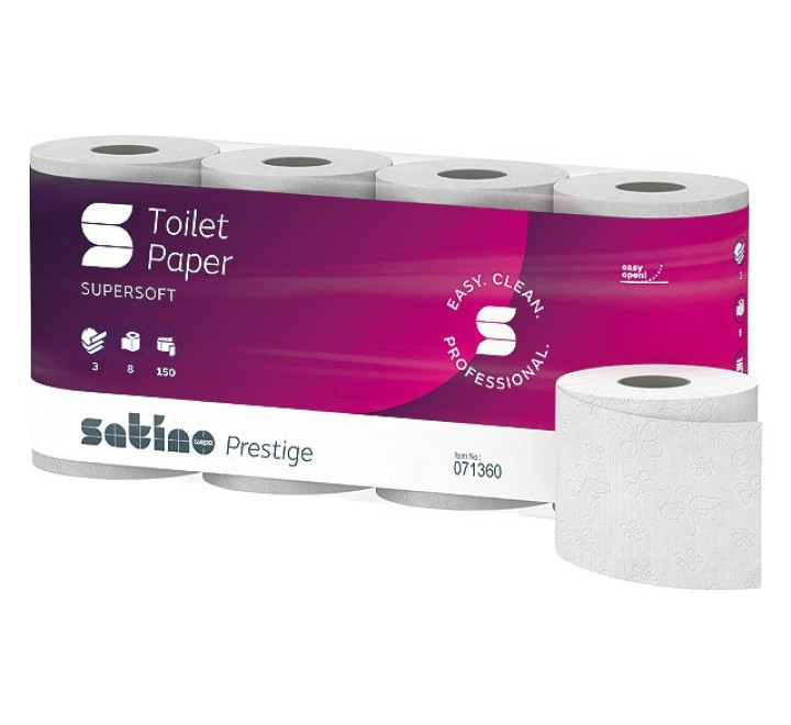 Toilettenpapier Satino prestige 8x150 3lg. Schmetterling PALETTE