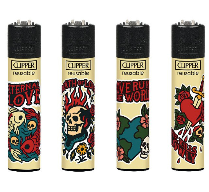 Clipper Feuerzeug "New School Skulls"