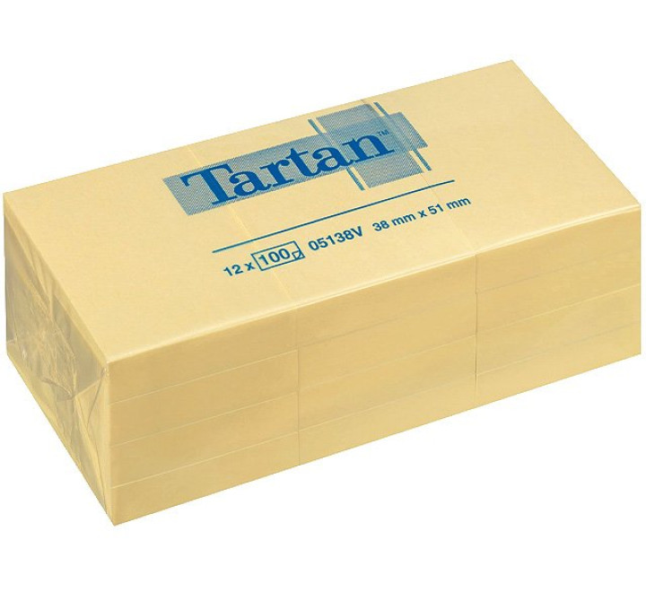 Haftnotiz Notes  76x76 mm gelb  12x100Blatt Großpackung