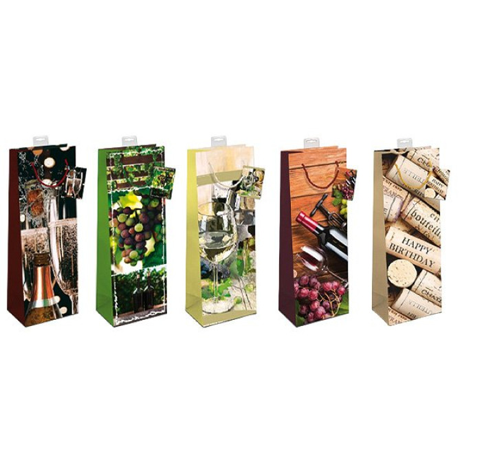 Flaschentüte 5 Motive á 2 Geschenktaschen Serie "Weinmotive "