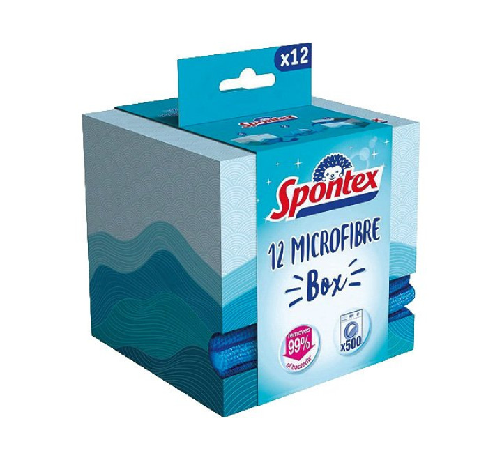 Mikrofasertücher 12er SPONTEX  in Box gegen Schmutz Fett + Bakterien