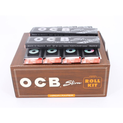 OCB Unbleached Slim Virgin Paper Roll Kit