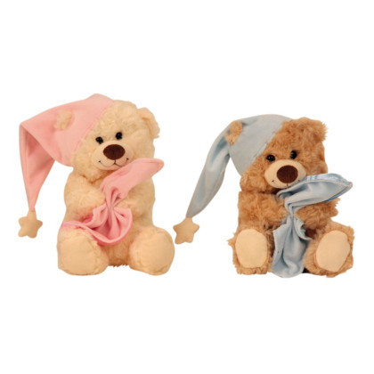 Plüsch-Schlafbärchen "Nana u. Gigi" sitzend rosa & blau - 20 cm