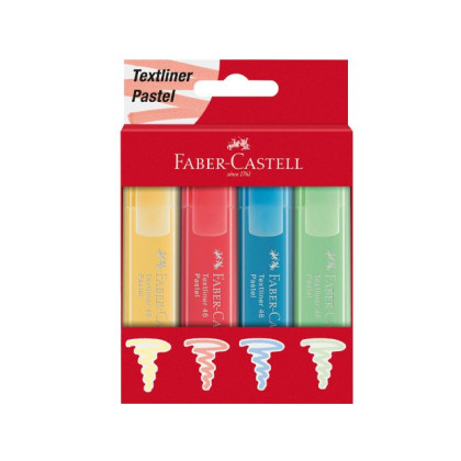 Textmarker Faber Castell 4er pastell farbig sortiert  SB-Schachtel