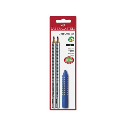 Faber Castell Schreibset Grip  2 Bleistifte B   + Radierer  r/bl  SB Karte
