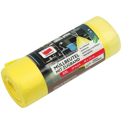 Zugband-Müllbeutel 50 L, 20 Stk gelb, interleave 60x72 cm