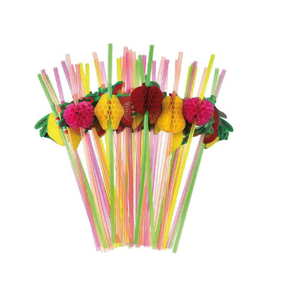 Trinkhalme Früchte 6er Set verschiedene Dekore 24 cm