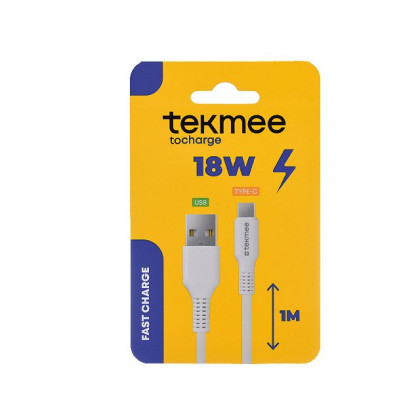 Tekmee Ladekabel USBA to Typ-C 18W - Weiß - 1m