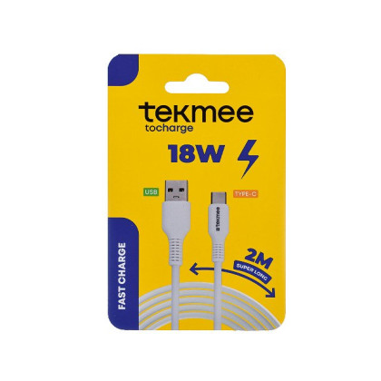 Tekmee Ladekabel USBA to Typ-C 18W - 2m - Weiß