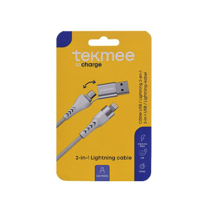 Tekmee 2in1 Ladekabel Typ-C+IOS 27W - 1m - Weiß